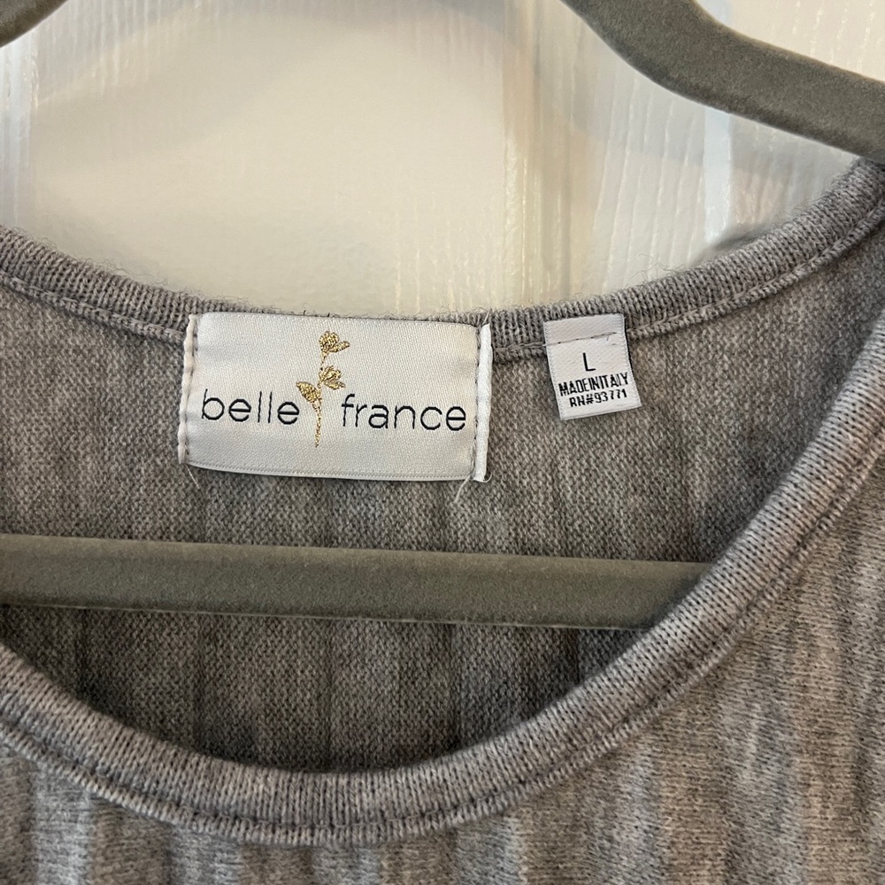 Belle France Pleated Gray Long Sleeve Blouse (Made in Italy) - Women’s L - Picture 3 of 4